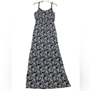 Blue and White Patterned Maxi Dress